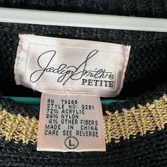 Vintage Jaclyn Smith Gold Bow with Beads Sweater Large - Picture 3 of 4